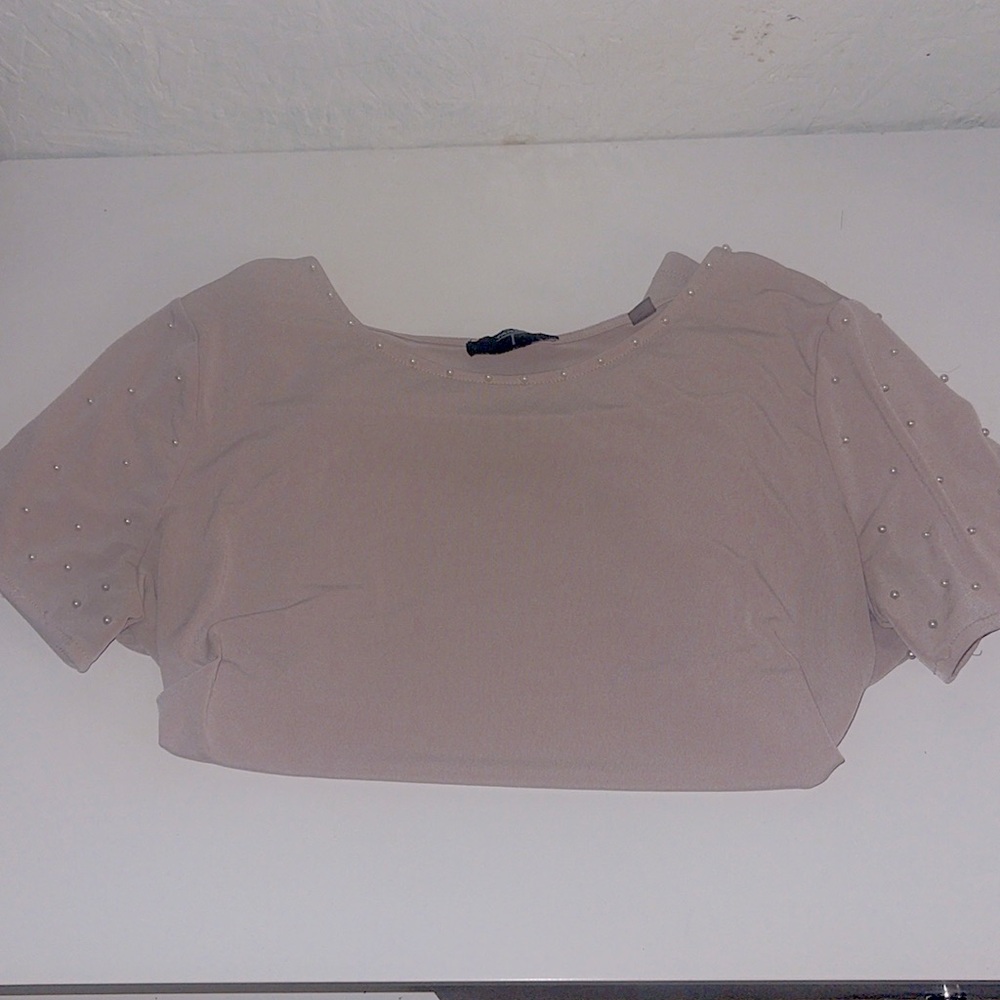 Tan full length pearl shirt
